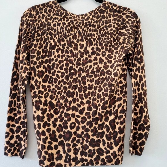 Talbots Cashmere V-Neck Sweater - Leopard New Size 0-2 Petite - Picture 5 of 12